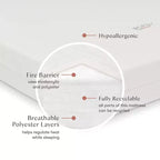 Materasso da culla Midi da 10 cm con rivestimento trapuntato impermeabile ibrido – Medio-rigido, cotone organico, schiuma traspirante