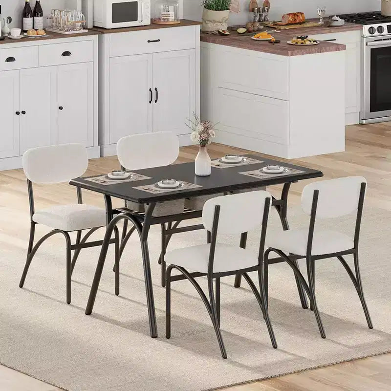 Sedie da pranzo, Set di 2/4/6 sedie da pranzo in Bouclé, Sedie da cucina/sala da pranzo imbottite moderne di metà secolo