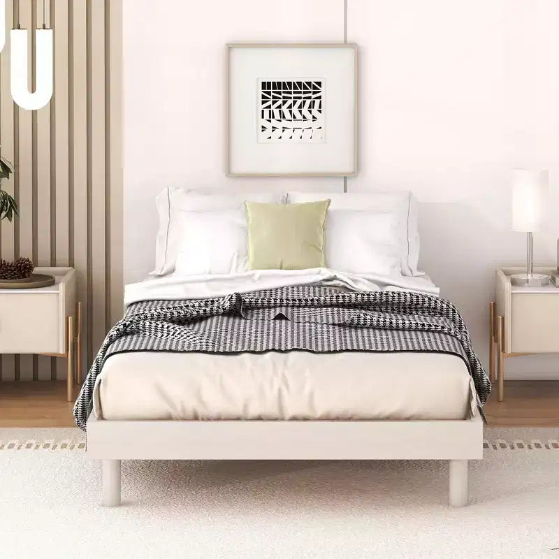 Telaio letto a piattaforma flottante con design moderno in colore grigio