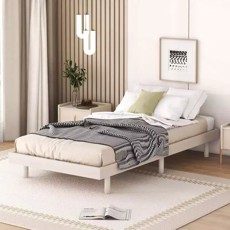Telaio letto a piattaforma flottante con design moderno in colore grigio