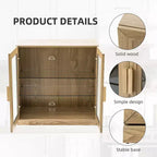 Mobiletto d'accento in legno con anta in vetro e ripiano regolabile – Finitura naturale, 91,4 cm L x 78,7 cm H x 40,6 cm P
