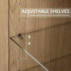 Mobiletto d'accento in legno con anta in vetro e ripiano regolabile – Finitura naturale, 91,4 cm L x 78,7 cm H x 40,6 cm P