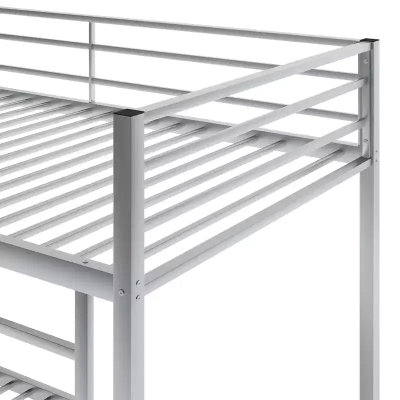 Letto a castello basso in metallo con scala e ringhiera, dimensioni standard – Struttura letto a castello salvaspazio per bambini