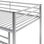 Letto a castello basso in metallo con scala e ringhiera, dimensioni standard – Struttura letto a castello salvaspazio per bambini