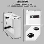 Tavolino stretto da divano con porte USB e prese di corrente – Tavolino laterale a 2 livelli in legno per camera da letto e soggiorno