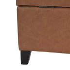 Pouf contenitore contemporaneo in similpelle con gambe in legno di betulla – 127 cm L, coperchio con chiusura ammortizzata