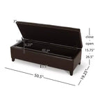 Pouf contenitore contemporaneo in similpelle con gambe in legno di betulla – 127 cm L, coperchio con chiusura ammortizzata