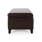 Pouf contenitore contemporaneo in similpelle con gambe in legno di betulla – 127 cm L, coperchio con chiusura ammortizzata