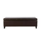 Pouf contenitore contemporaneo in similpelle con gambe in legno di betulla – 127 cm L, coperchio con chiusura ammortizzata