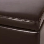 Pouf contenitore contemporaneo in similpelle con gambe in legno di betulla – 127 cm L, coperchio con chiusura ammortizzata