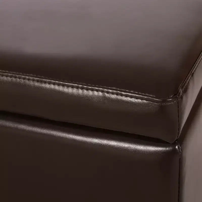 Pouf contenitore contemporaneo in similpelle con gambe in legno di betulla – 127 cm L, coperchio con chiusura ammortizzata