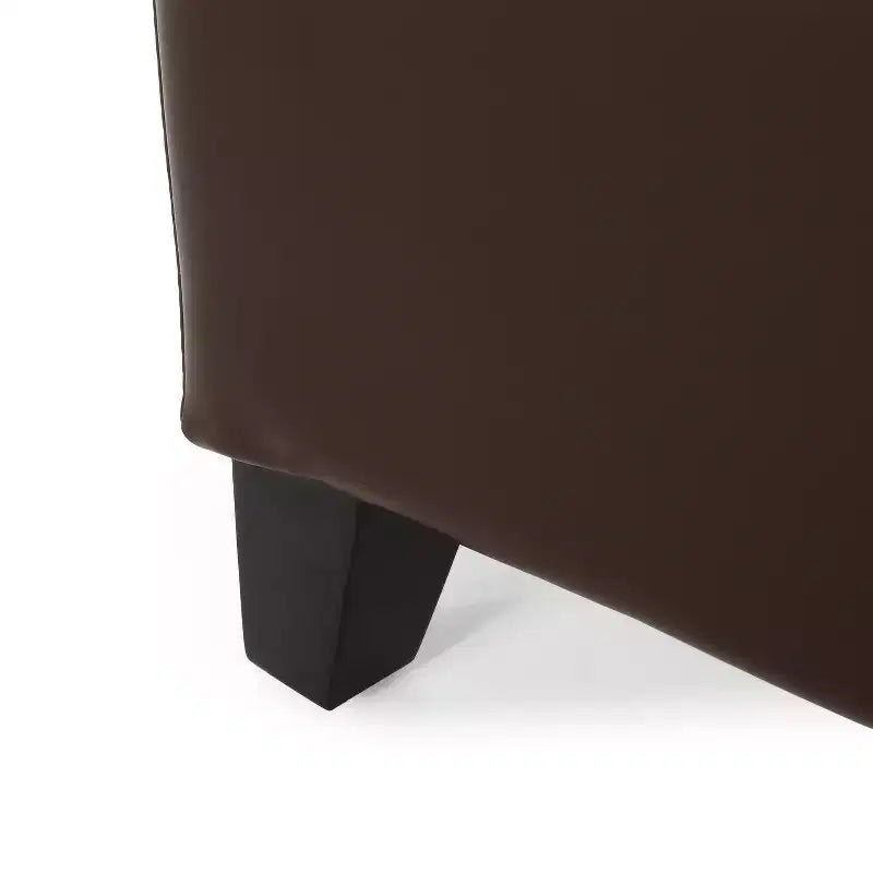 Pouf contenitore contemporaneo in similpelle con gambe in legno di betulla – 127 cm L, coperchio con chiusura ammortizzata