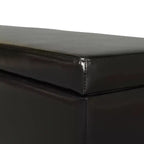 Pouf contenitore contemporaneo in similpelle con gambe in legno di betulla – 127 cm L, coperchio con chiusura ammortizzata