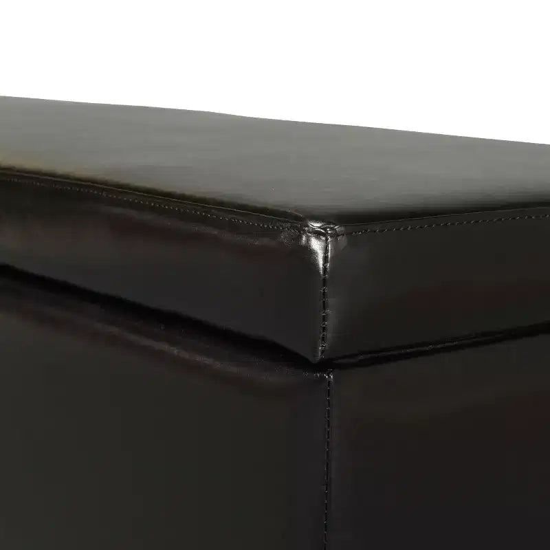 Pouf contenitore contemporaneo in similpelle con gambe in legno di betulla – 127 cm L, coperchio con chiusura ammortizzata