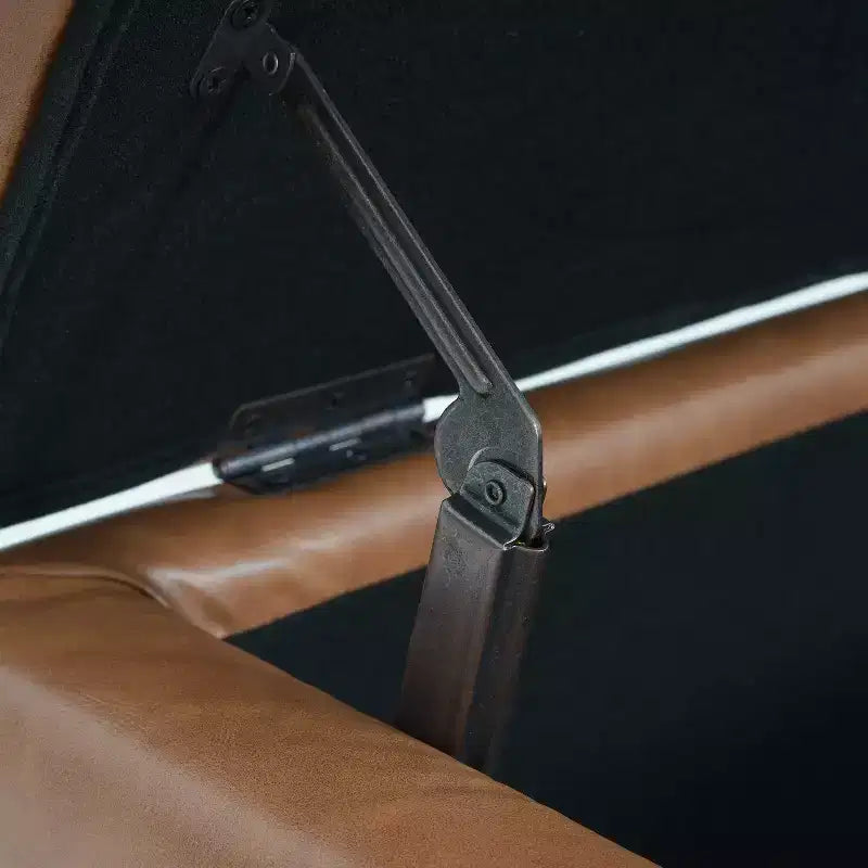 Pouf contenitore contemporaneo in similpelle con gambe in legno di betulla – 127 cm L, coperchio con chiusura ammortizzata