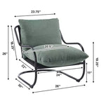 Sedia accent moderna ricurva con rivestimento in finto lino, struttura in metallo e cuscini – Poltrona da salotto