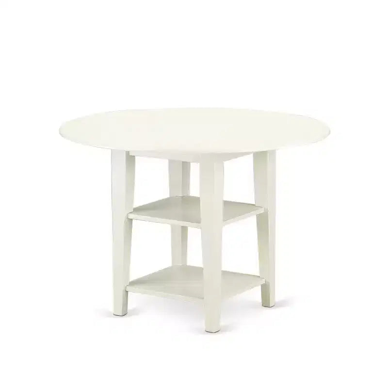 Set da pranzo vintage 3 pezzi tavolo e 2 sedie - Tavolo 20x42 con ribalte - Gambe bianche lino - Sedile in pelle PU