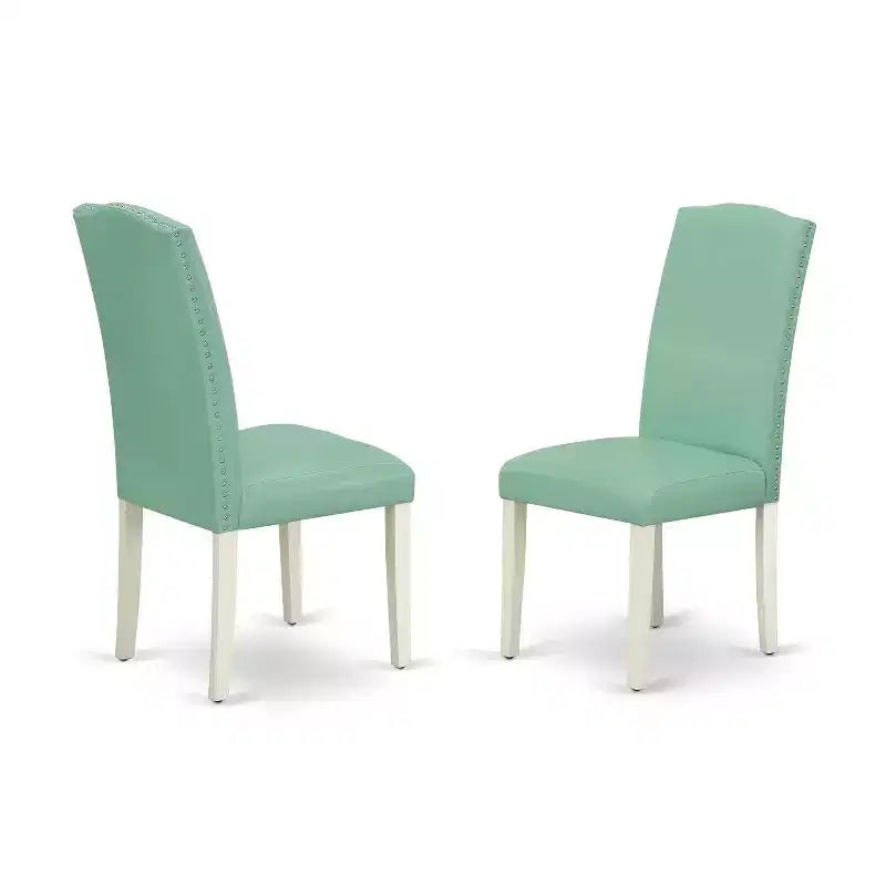 Set da pranzo vintage 3 pezzi tavolo e 2 sedie - Tavolo 20x42 con ribalte - Gambe bianche lino - Sedile in pelle PU