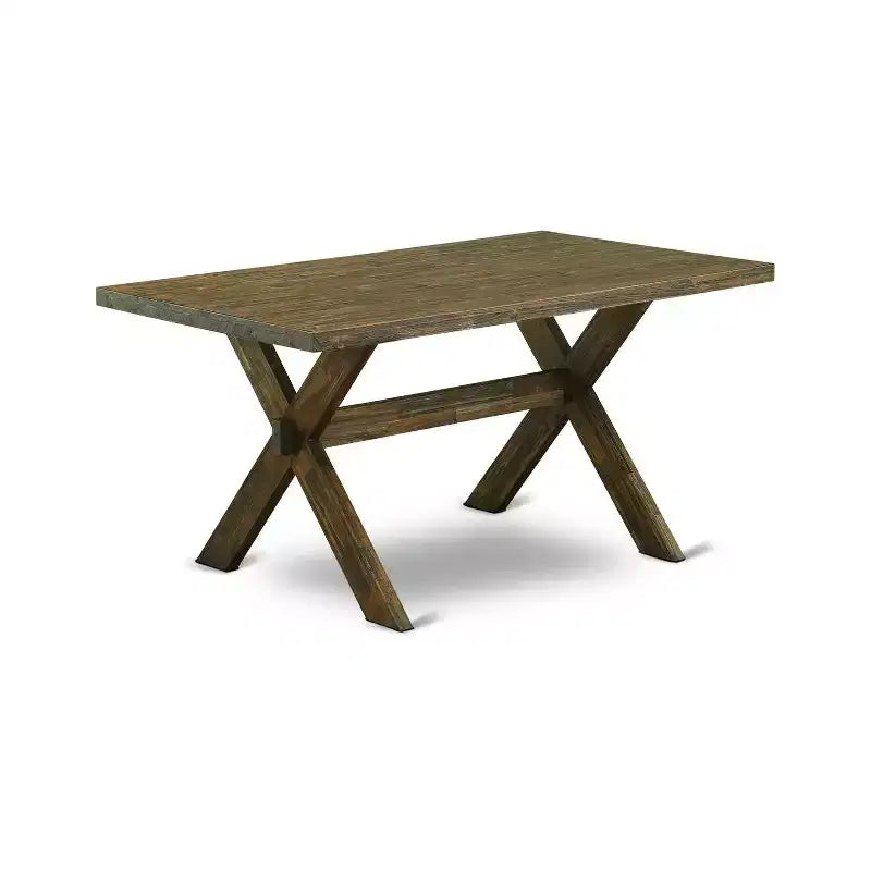 Tavolo da pranzo rettangolare a 6 pezzi in legno massello con finitura anticata Jacobean con 1 panca e 4 sedie