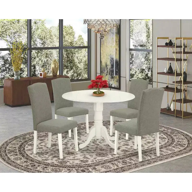 Set tavolo da cucina rotondo 5 pezzi - Tavolo da pranzo da 42" con ante a ribalta e 4 sedie Parsons