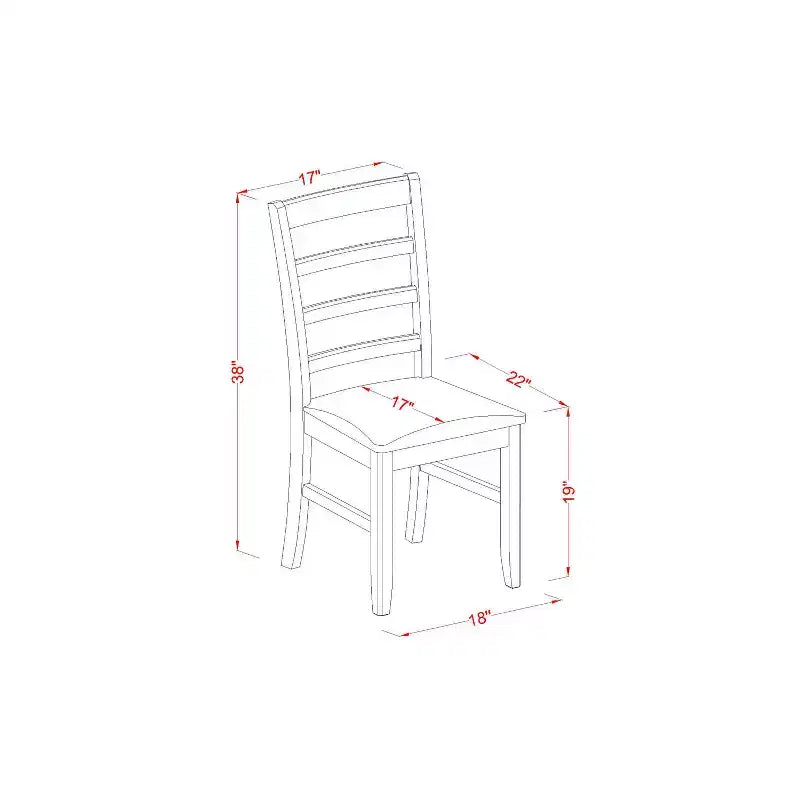 Tavolo da pranzo rettangolare in legno massello finitura cappuccino con 4 sedie - 5 pezzi