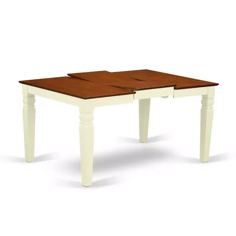 HomeStock 5-Piece Buttermilk and Cherry Finish Solid Wood Top Dining table with 4 Chairs