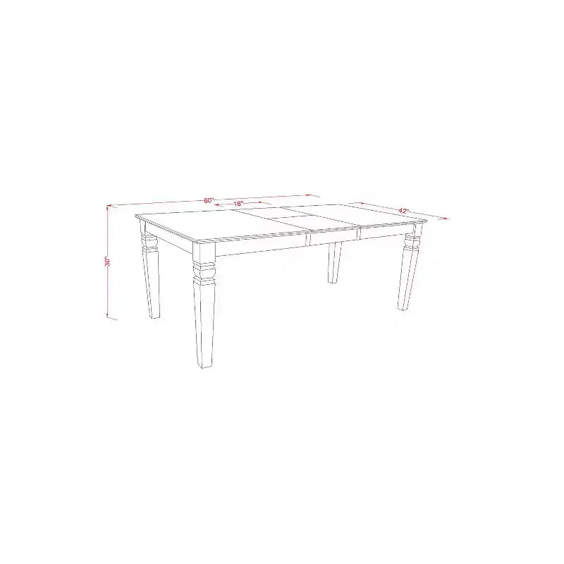Set da pranzo da 5 pezzi in legno massello con finitura Buttermilk e Cherry con 4 sedie