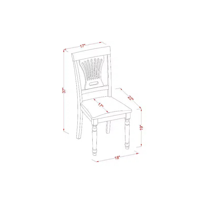 Set da pranzo da 5 pezzi in legno massello con finitura Buttermilk e Cherry con 4 sedie