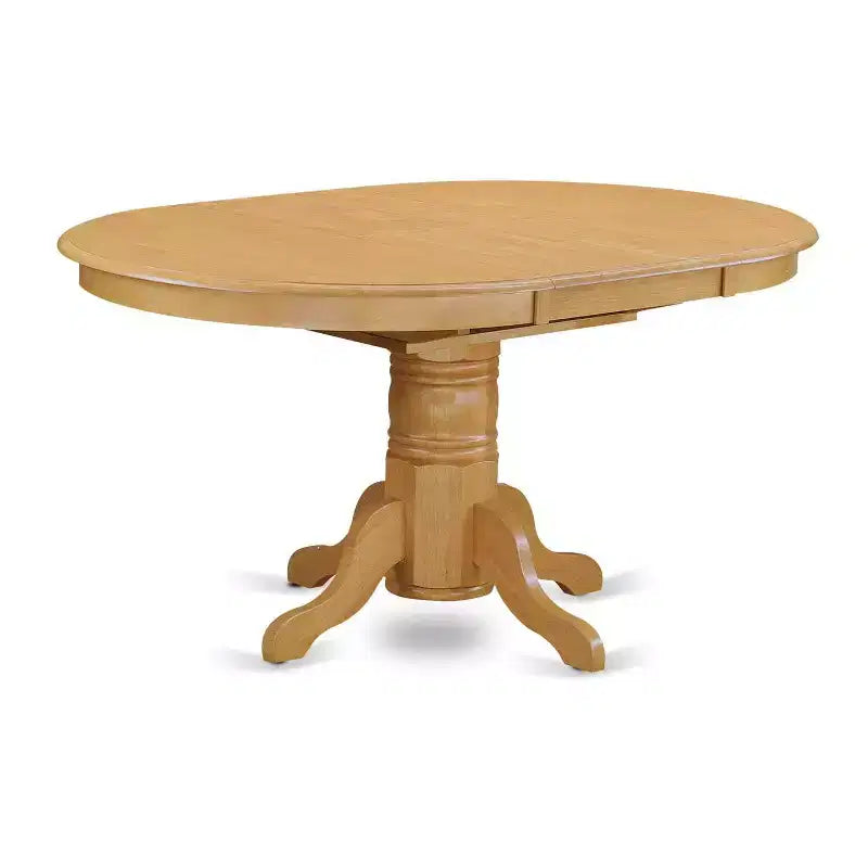 Tavolo da pranzo ovale a 5 pezzi in legno massello con finitura in rovere naturale con 4 sedie Parson e prolunga a farfalla
