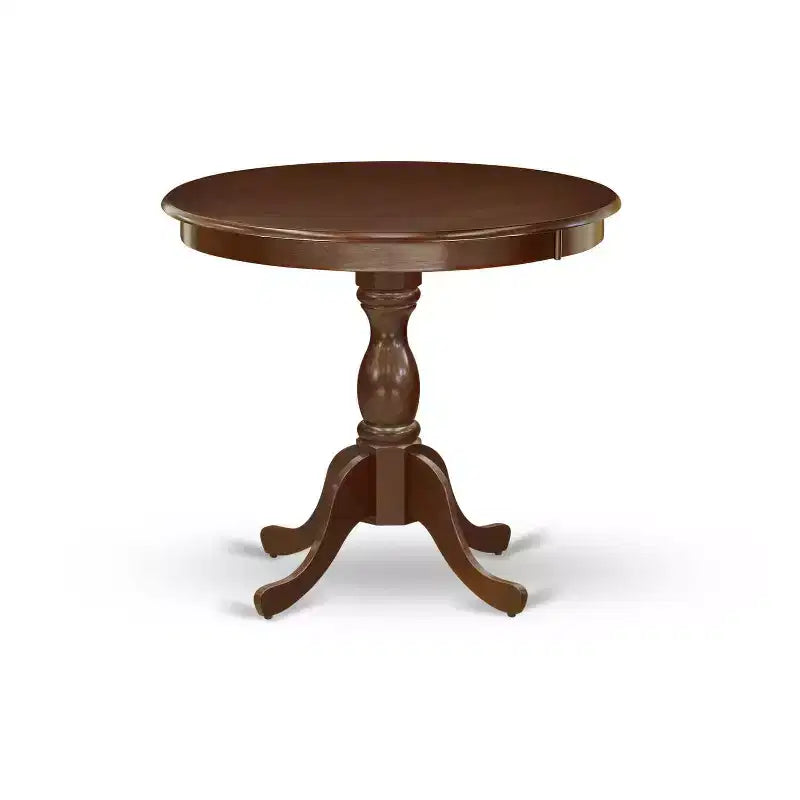 Set da pranzo a 3 pezzi in legno massello con finitura mogano (4 posti)