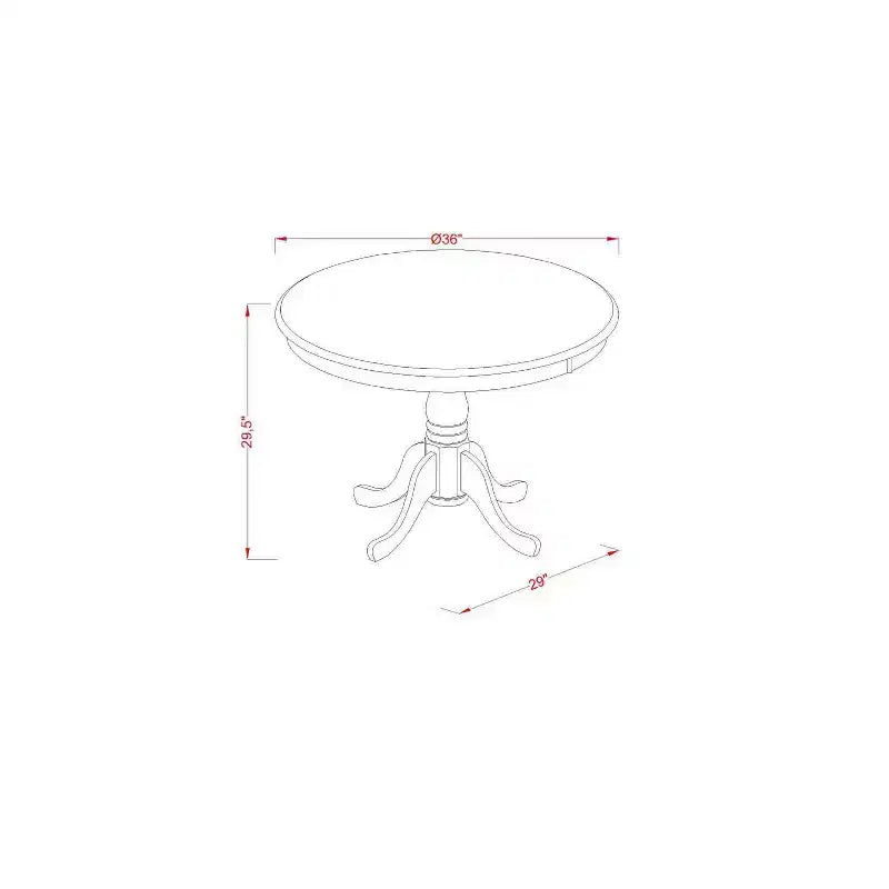 Set da pranzo a 3 pezzi in legno massello con finitura mogano (4 posti)