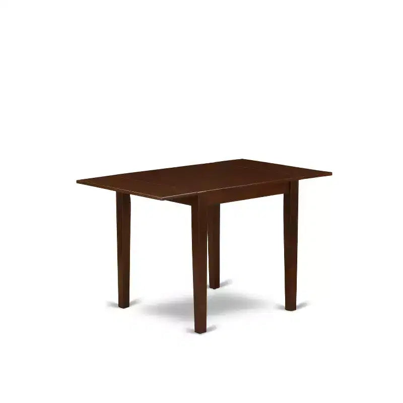 Set da pranzo rettangolare imbottito a 5 pezzi in legno massello con finitura mogano (4 posti)