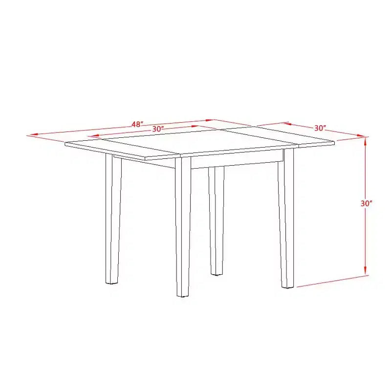 Set da pranzo rettangolare imbottito a 5 pezzi in legno massello con finitura mogano (4 posti)
