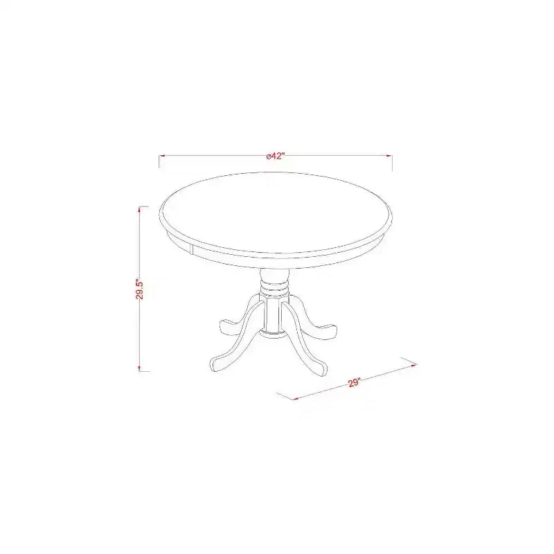 Set da pranzo rotondo a 3 pezzi, con piano in legno massello, finitura lino bianco e sedie imbottite - Posti a sedere: 4