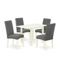 HomeStock 5-Pc Linen White Finish Solid Wood Top - Dining Room Set - Seats 4