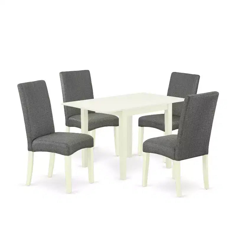 HomeStock 5-Pc Linen White Finish Solid Wood Top - Dining Room Set - Seats 4