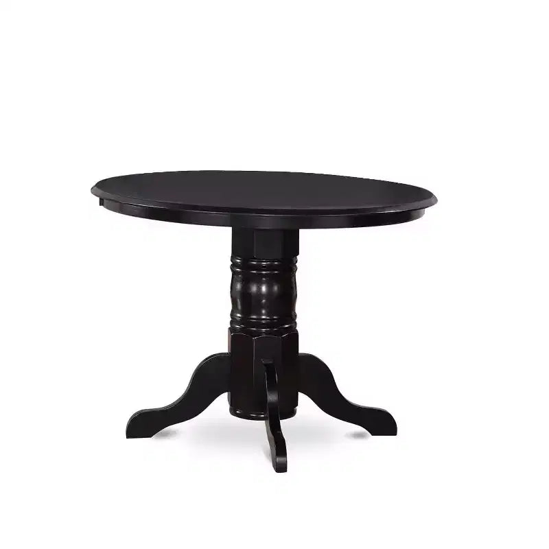 Set da pranzo moderno di 3 pezzi - Tavolo da pranzo rotondo con 2 sedie in legno - Set da cucina con finitura nera