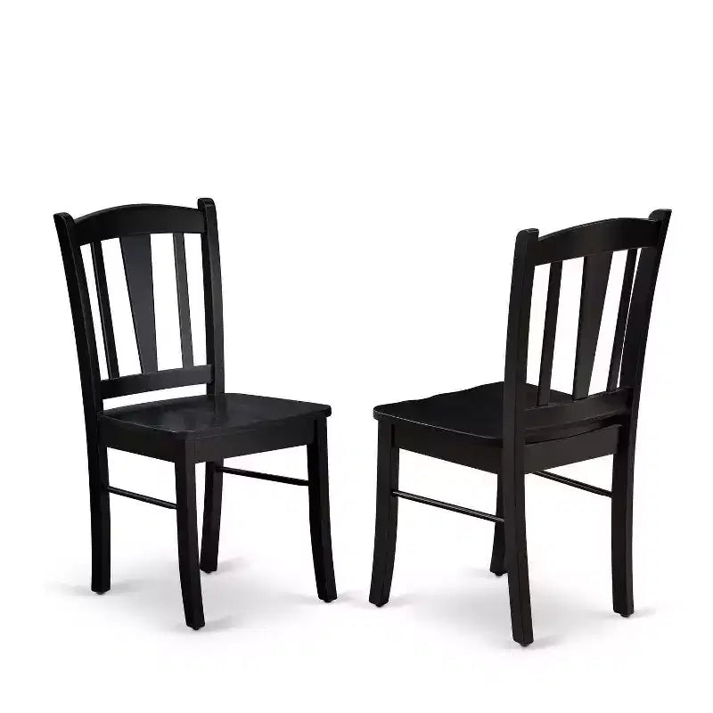 Set da pranzo moderno di 3 pezzi - Tavolo da pranzo rotondo con 2 sedie in legno - Set da cucina con finitura nera