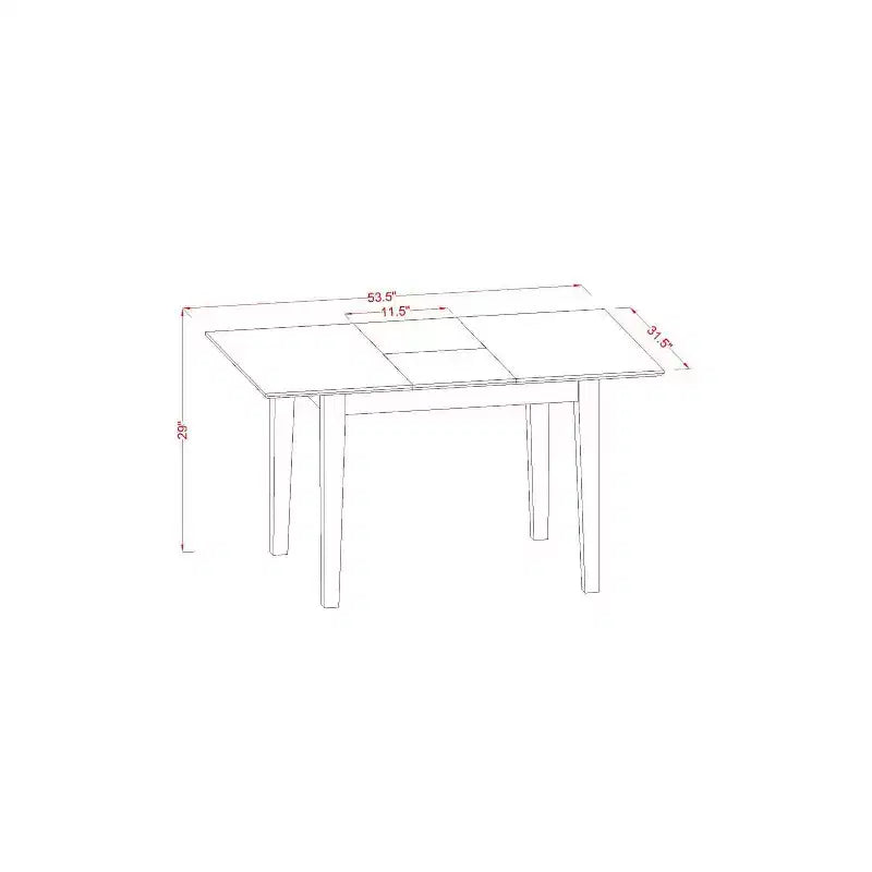 Set da 3 pezzi con tavolo da pranzo rettangolare in legno massello finitura mogano con prolunga a farfalla