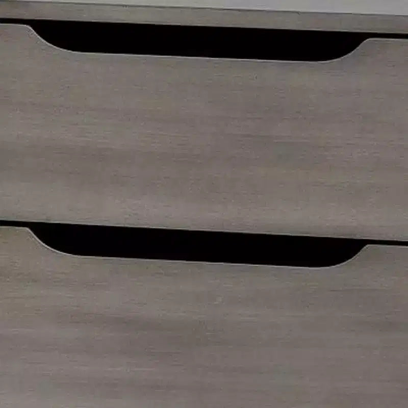 Comodino in Legno a 2 Cassetti con Maniglie a Incasso – Tavolino da Notte Grigio per Camera da Letto