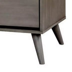 Comodino in Legno a 2 Cassetti con Maniglie a Incasso – Tavolino da Notte Grigio per Camera da Letto