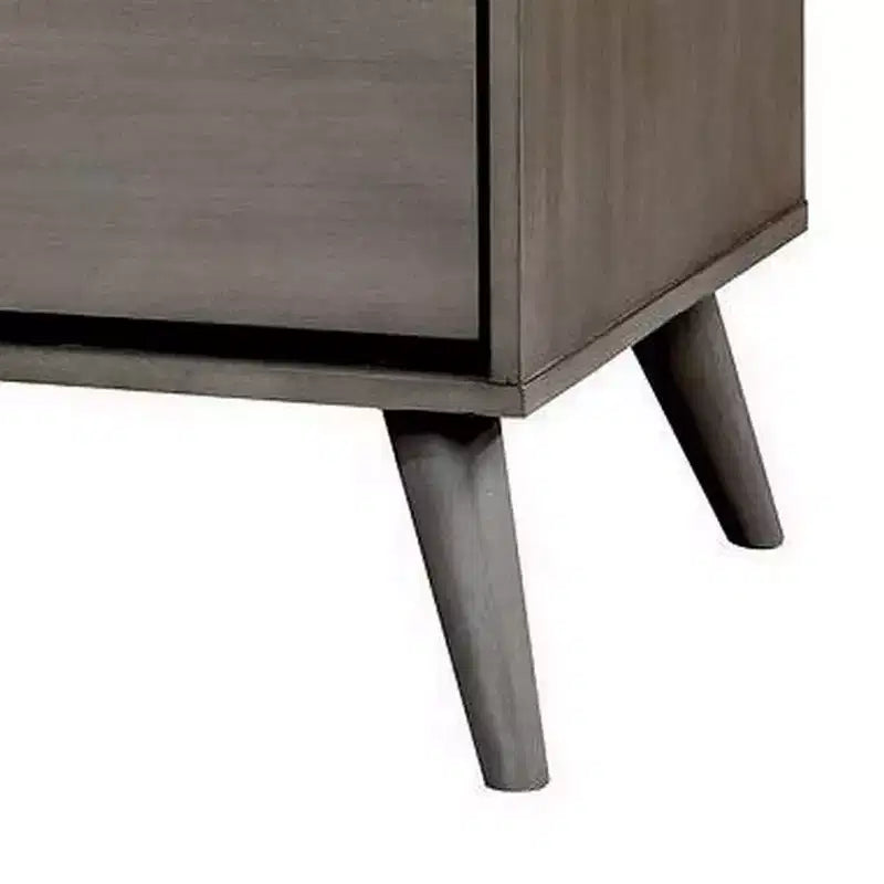 Comodino in Legno a 2 Cassetti con Maniglie a Incasso – Tavolino da Notte Grigio per Camera da Letto