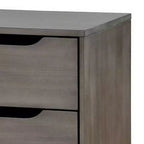 Comodino in Legno a 2 Cassetti con Maniglie a Incasso – Tavolino da Notte Grigio per Camera da Letto