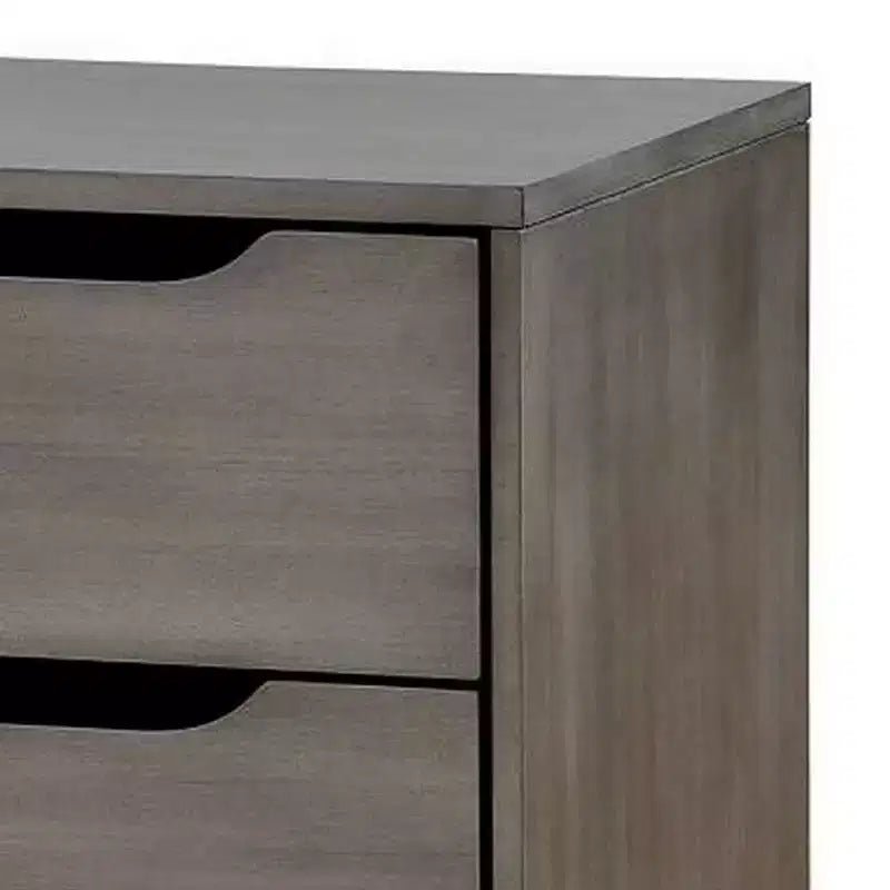 Comodino in Legno a 2 Cassetti con Maniglie a Incasso – Tavolino da Notte Grigio per Camera da Letto