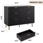 Comodino moderno a scanalature per camera da letto con 8 cassetti, cassetti profondi e piano moderno ampio, comò doppio lungo e grande, porta TV e contenitore