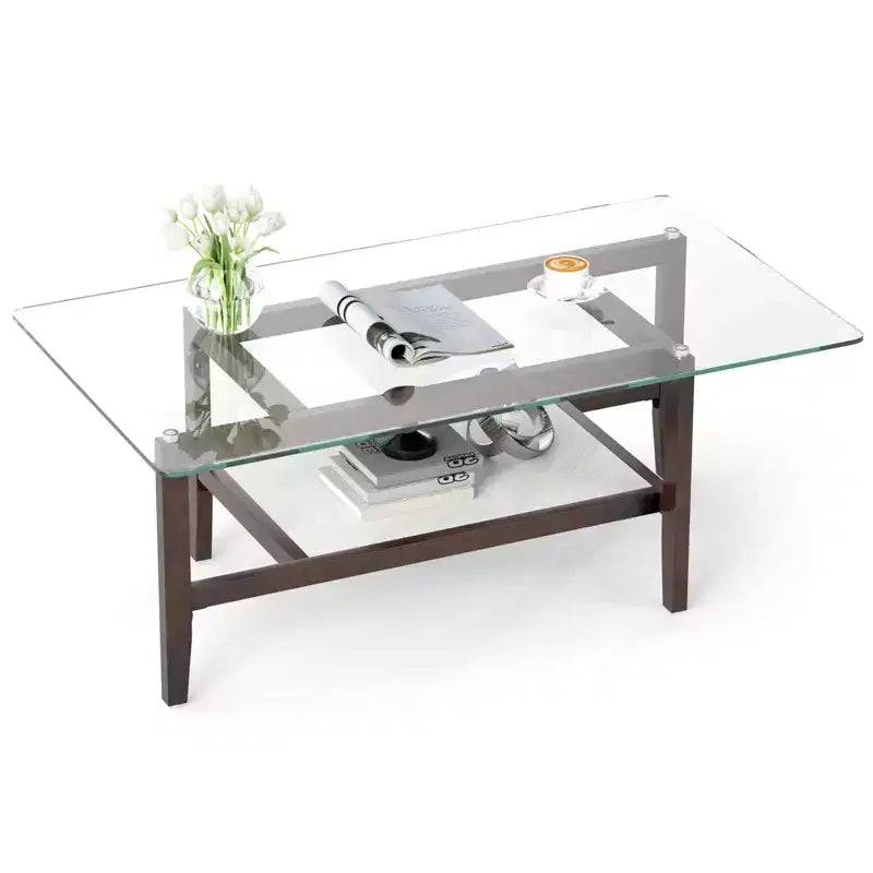 Tavolino quadrato da 24" con ripiano extra – Tavolino d'appoggio per soggiorno, studio e ufficio