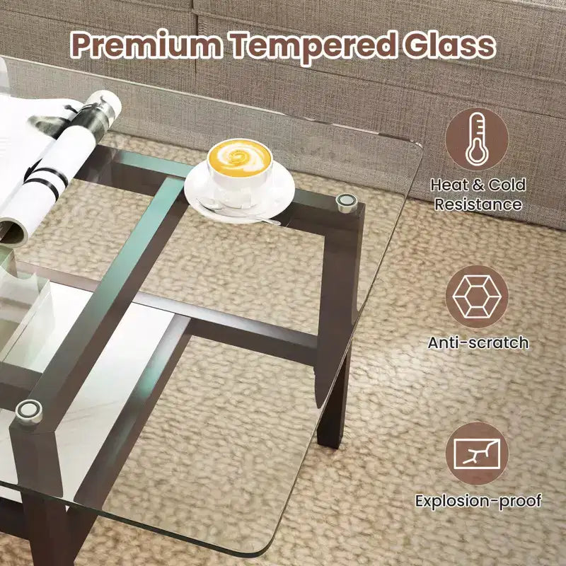 Tavolino quadrato da 24" con ripiano extra – Tavolino d'appoggio per soggiorno, studio e ufficio
