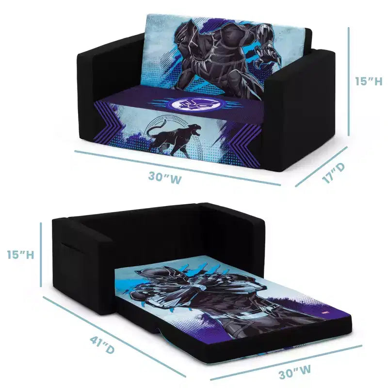 Divano trasformabile da letto a poltrona Black Panther Cozee Flip-Out – Poltrona-divano convertibile per la cameretta e la sala giochi dei bambini