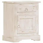 Comodino Bianco in legno massello di mango 40 x 30 x 50 cm
