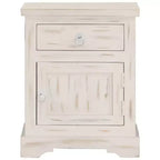 Comodino Bianco in legno massello di mango 40 x 30 x 50 cm